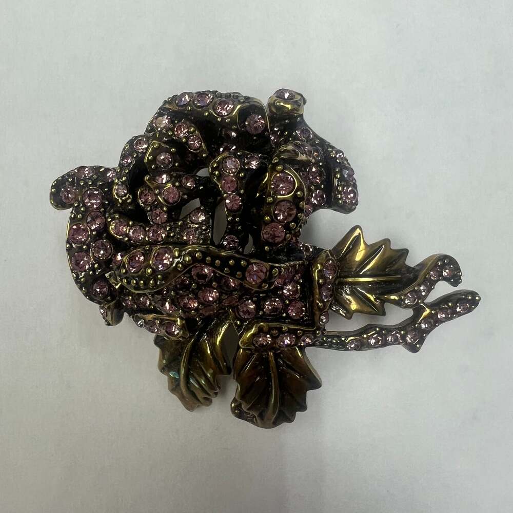 Heidi Daus "Rose Bed" Large Crystal Floral Brooch Pin